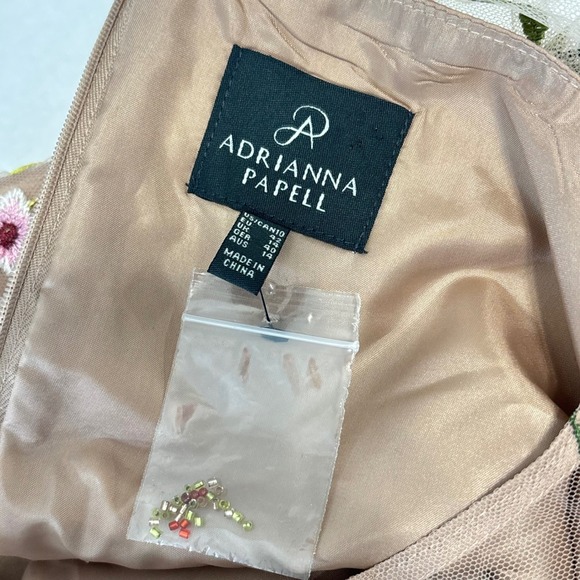 Adrianna Papell Maxi Dress Floral Embroidered Overlay Gown Spring Prom Sz 10 - Picture 8 of 16